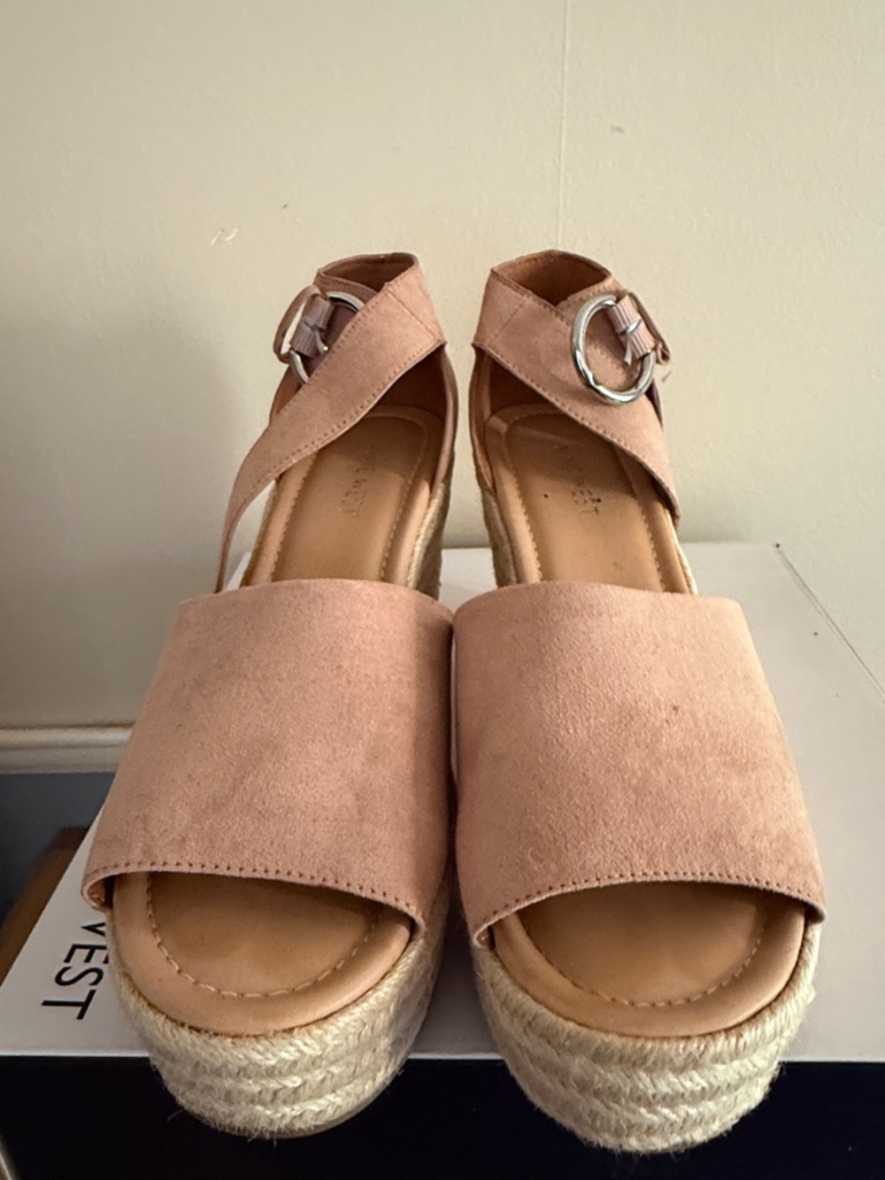 Nine West Blush Suede Platform Espadrille Sandals